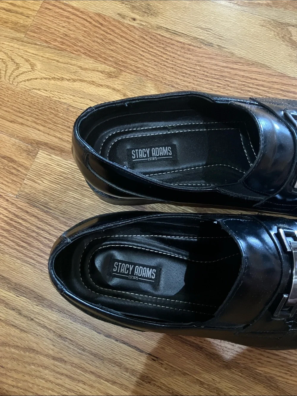 Stacy Adams Men's Black Leather Slip-On Loafers with Silver Bit Worn Once 13M